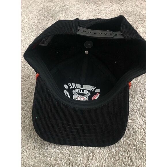 Stranger Things Hellfire Club Corduroy Black Snapback Hat - Picture 4 of 7
